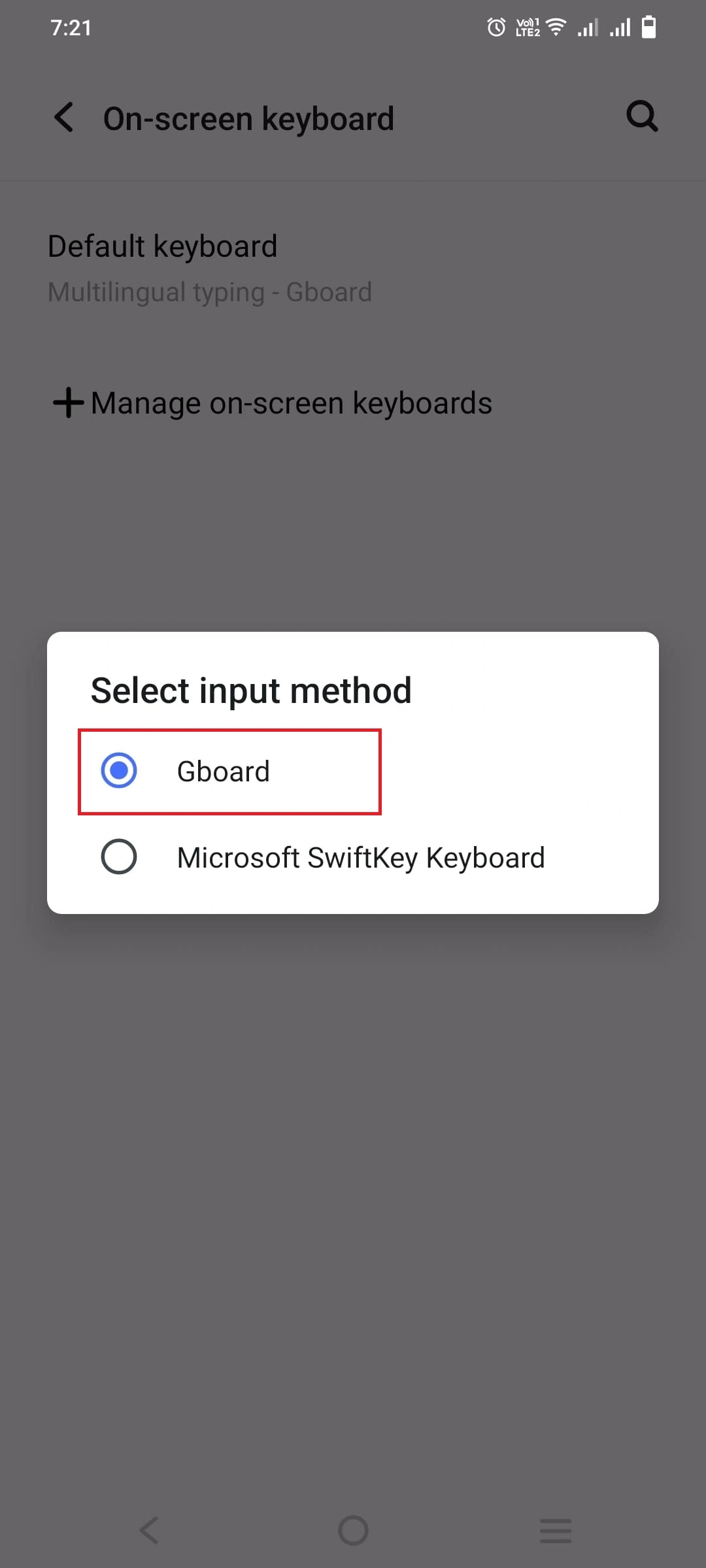 Select input method gboard mobile